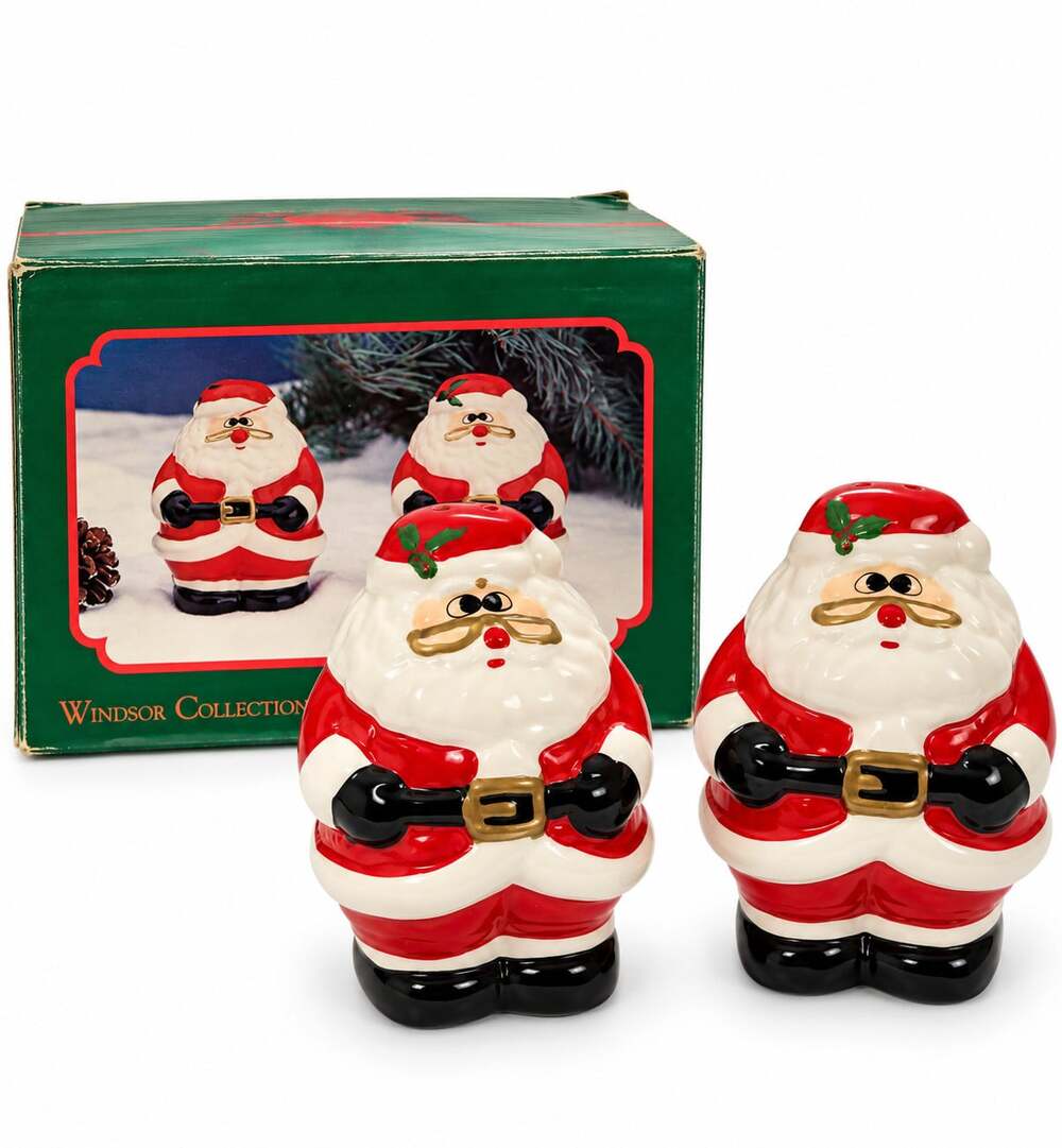 Vintage Windsor Collection Santa Salt Pepper Shakers Ceramic Christmas w Box